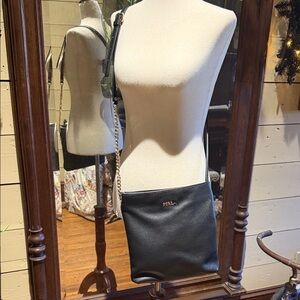 FURLA Black pebbled Leather Crossbody Bag